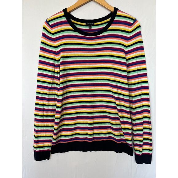 Talbots Lambswool Blend Striped Sweater Womens Size Medium Pullover Rainbow - Picture 1 of 8